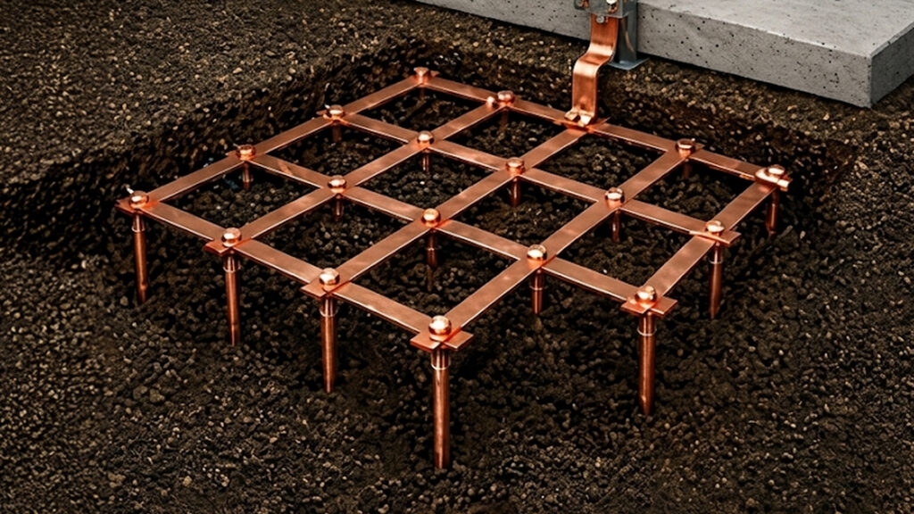 Earth mat and earth rod network